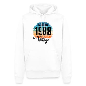 Millésime Fabriqué en 1988 Année de naissance 1988 Anniversaire - Sweat à capuche Premium bio Homme - blanc - Devant - Nico (187cm)
