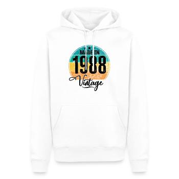 Millésime Fabriqué en 1988 Année de naissance 1988 Anniversaire - Sweat à capuche Premium bio Homme - blanc - Devant - Nico (187cm)