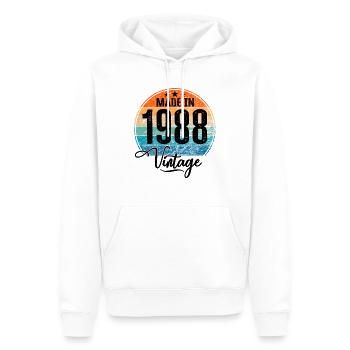 Millésime Fabriqué en 1988 Année de naissance 1988 Anniversaire - Sweat à capuche Premium bio Homme - blanc - Devant - Nico (187cm)