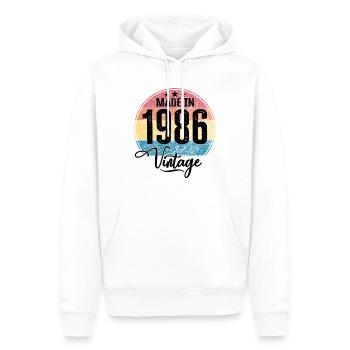 Millésime Fabriqué en 1986 Année de naissance 1986 Anniversaire - Sweat à capuche Premium bio Homme - blanc - Devant - Nico (187cm)