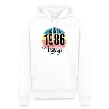 Millésime Fabriqué en 1986 Année de naissance 1986 Anniversaire - Sweat à capuche Premium bio Homme - blanc - Devant - Nico (187cm)