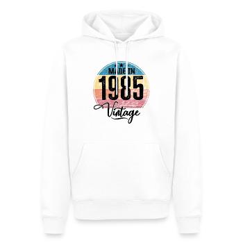 Millésime Fabriqué en 1985 Année de naissance 1985 Anniversaire - Sweat à capuche Premium bio Homme - blanc - Devant - Nico (187cm)