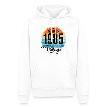 Millésime Fabriqué en 1985 Année de naissance 1985 Anniversaire - Sweat à capuche Premium bio Homme - blanc - Devant - Nico (187cm)