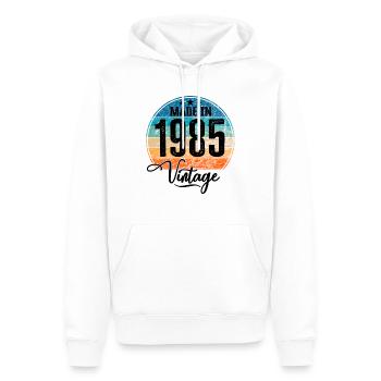 Millésime Fabriqué en 1985 Année de naissance 1985 Anniversaire - Sweat à capuche Premium bio Homme - blanc - Devant - Nico (187cm)