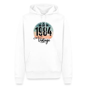 Millésime Fabriqué en 1984 Année de naissance 1984 Anniversaire - Sweat à capuche Premium bio Homme - blanc - Devant - Nico (187cm)
