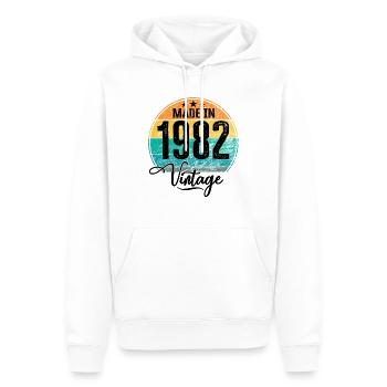 Millésime Fabriqué en 1982 Année de naissance 1982 Anniversaire - Sweat à capuche Premium bio Homme - blanc - Devant - Nico (187cm)