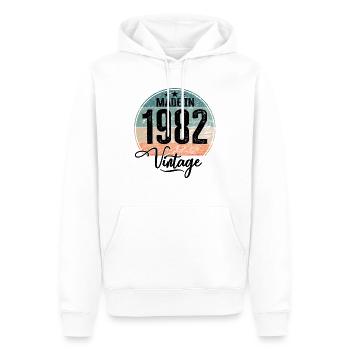 Millésime Fabriqué en 1982 Année de naissance 1982 Anniversaire - Sweat à capuche Premium bio Homme - blanc - Devant - Nico (187cm)