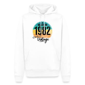 Millésime Fabriqué en 1982 Année de naissance 1982 Anniversaire - Sweat à capuche Premium bio Homme - blanc - Devant - Nico (187cm)
