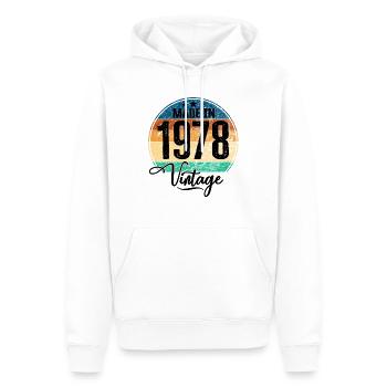 Millésime Fabriqué en 1978 Année de naissance 1978 Anniversaire - Sweat à capuche Premium bio Homme - blanc - Devant - Nico (187cm)