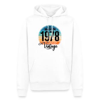 Millésime Fabriqué en 1978 Année de naissance 1978 Anniversaire - Sweat à capuche Premium bio Homme - blanc - Devant - Nico (187cm)