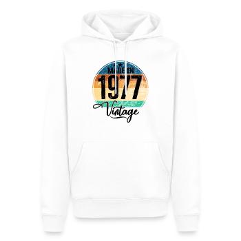 Millésime Fabriqué en 1977 Année de naissance 1977 Anniversaire - Sweat à capuche Premium bio Homme - blanc - Devant - Nico (187cm)