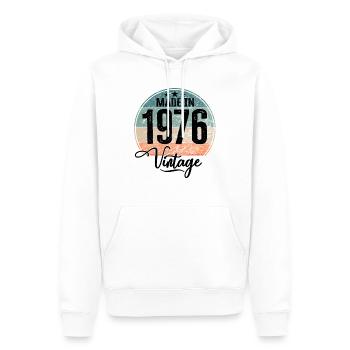 Millésime Fabriqué en 1976 Année de naissance 1976 Anniversaire - Sweat à capuche Premium bio Homme - blanc - Devant - Nico (187cm)