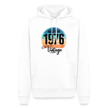 Millésime Fabriqué en 1976 Année de naissance 1976 Anniversaire - Sweat à capuche Premium bio Homme - blanc - Devant - Nico (187cm)