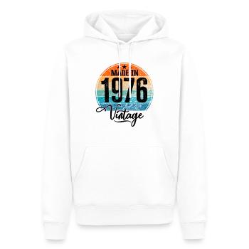 Millésime Fabriqué en 1976 Année de naissance 1976 Anniversaire - Sweat à capuche Premium bio Homme - blanc - Devant - Nico (187cm)