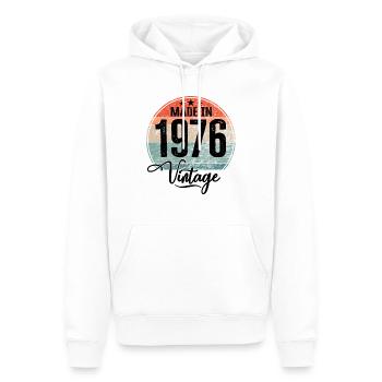 Millésime Fabriqué en 1976 Année de naissance 1976 Anniversaire - Sweat à capuche Premium bio Homme - blanc - Devant - Nico (187cm)