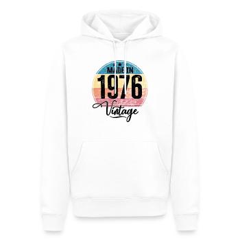 Millésime Fabriqué en 1976 Année de naissance 1976 Anniversaire - Sweat à capuche Premium bio Homme - blanc - Devant - Nico (187cm)