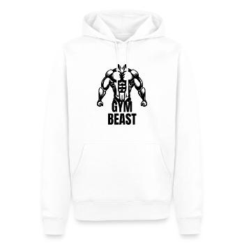 GYM BEAST - Männer Premium Bio Hoodie - Weiß - Vorne - Nico (187cm)