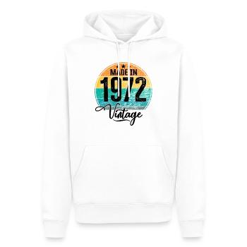 Millésime Fabriqué en 1972 Année de naissance 1972 Anniversaire - Sweat à capuche Premium bio Homme - blanc - Devant - Nico (187cm)