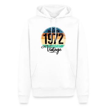 Millésime fabriqué en 1972 Année de naissance 1972 Anniversaire - Sweat à capuche Premium bio Homme - blanc - Devant - Nico (187cm)