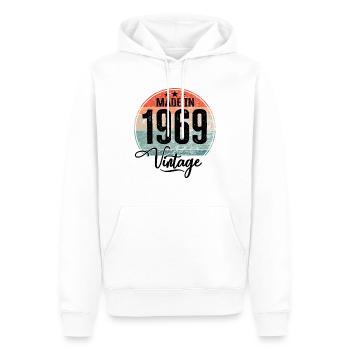 Millésime Fabriqué en 1969 Année de naissance 1969 Anniversaire - Sweat à capuche Premium bio Homme - blanc - Devant - Nico (187cm)