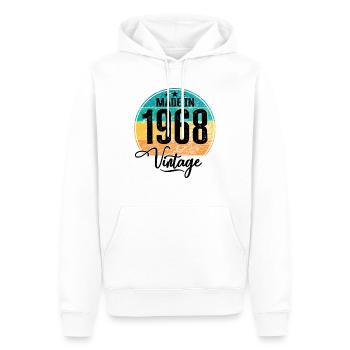 Millésime Fabriqué en 1968 Année de naissance 1968 Anniversaire - Sweat à capuche Premium bio Homme - blanc - Devant - Nico (187cm)