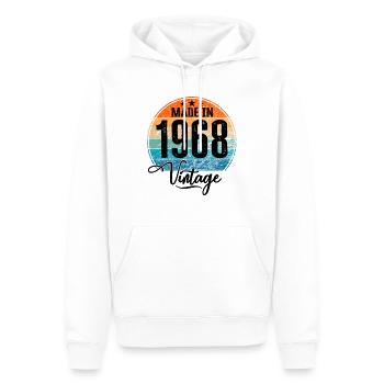 Millésime Fabriqué en 1968 Année de naissance 1968 Anniversaire - Sweat à capuche Premium bio Homme - blanc - Devant - Nico (187cm)