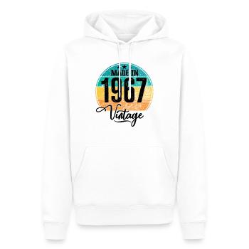 Millésime fabriqué en 1967 Année de naissance 1967 Anniversaire - Sweat à capuche Premium bio Homme - blanc - Devant - Nico (187cm)