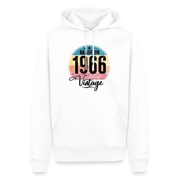 Millésime Fabriqué en 1966 Année de naissance 1966 Anniversaire - Sweat à capuche Premium bio Homme - blanc - Devant - Nico (187cm)