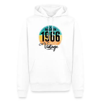 Millésime Fabriqué en 1966 Année de naissance 1966 Anniversaire - Sweat à capuche Premium bio Homme - blanc - Devant - Nico (187cm)