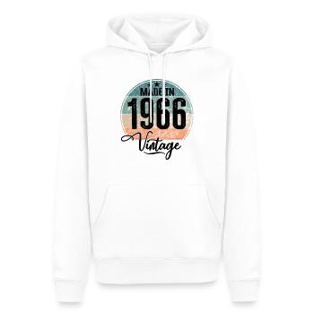 Millésime Fabriqué en 1966 Année de naissance 1966 Anniversaire - Sweat à capuche Premium bio Homme - blanc - Devant - Nico (187cm)