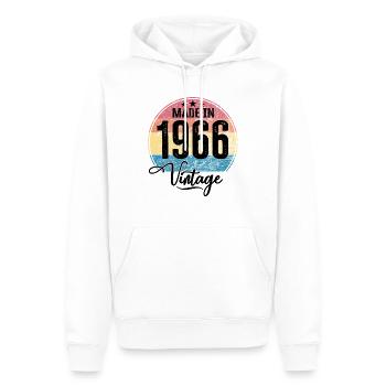 Millésime Fabriqué en 1966 Année de naissance 1966 Anniversaire - Sweat à capuche Premium bio Homme - blanc - Devant - Nico (187cm)