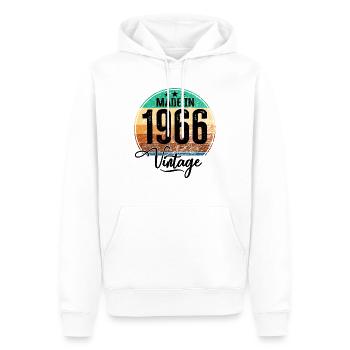 Millésime Fabriqué en 1966 Année de naissance 1966 Anniversaire - Sweat à capuche Premium bio Homme - blanc - Devant - Nico (187cm)