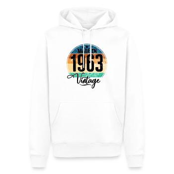 Vintage Made in 1963 Geburtsjahr 1963 Geburtstag - Männer Premium Bio Hoodie - Weiß - Vorne - Nico (187cm)