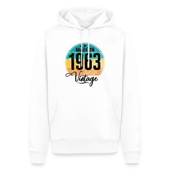 Vintage Made in 1963 Geburtsjahr 1963 Geburtstag - Männer Premium Bio Hoodie - Weiß - Vorne - Nico (187cm)