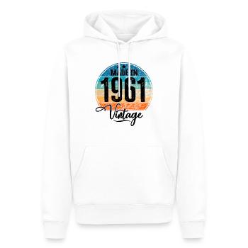 Millésime fabriqué en 1961 Année de naissance 1961 Anniversaire - Sweat à capuche Premium bio Homme - blanc - Devant - Nico (187cm)