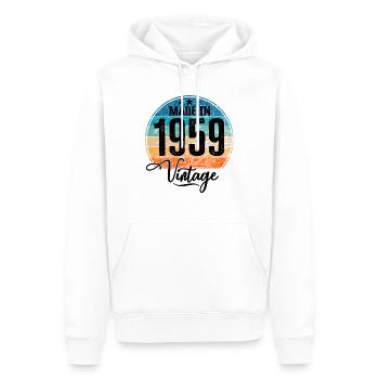 Millésime Fabriqué en 1959 Année de naissance 1959 Anniversaire - Sweat à capuche Premium bio Homme - blanc - Devant - Nico (187cm)