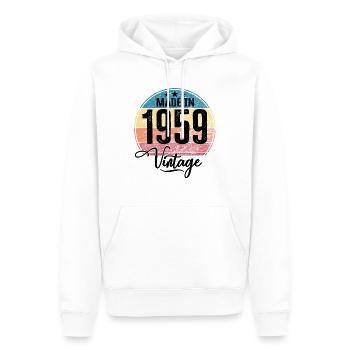 Millésime Fabriqué en 1959 Année de naissance 1959 Anniversaire - Sweat à capuche Premium bio Homme - blanc - Devant - Nico (187cm)