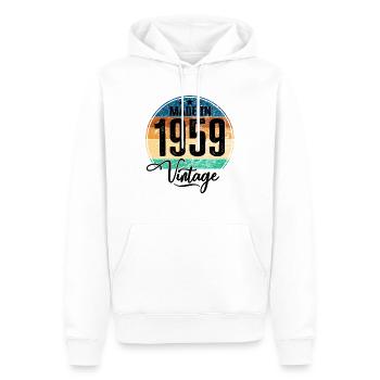 Millésime Fabriqué en 1959 Année de naissance 1959 Anniversaire - Sweat à capuche Premium bio Homme - blanc - Devant - Nico (187cm)