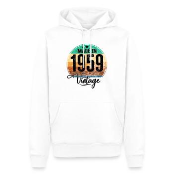 Millésime Fabriqué en 1959 Année de naissance 1959 Anniversaire - Sweat à capuche Premium bio Homme - blanc - Devant - Nico (187cm)