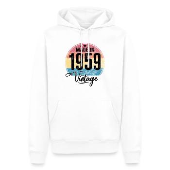 Millésime Fabriqué en 1959 Année de naissance 1959 Anniversaire - Sweat à capuche Premium bio Homme - blanc - Devant - Nico (187cm)