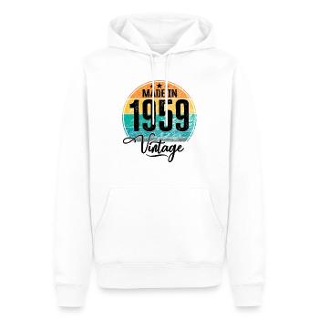 Millésime Fabriqué en 1959 Année de naissance 1959 Anniversaire - Sweat à capuche Premium bio Homme - blanc - Devant - Nico (187cm)