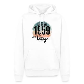 Millésime Fabriqué en 1959 Année de naissance 1959 Anniversaire - Sweat à capuche Premium bio Homme - blanc - Devant - Nico (187cm)