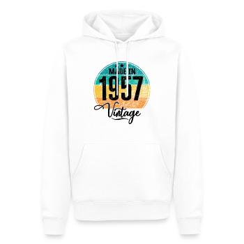 Millésime Fabriqué en 1957 Année de naissance 1957 Anniversaire - Sweat à capuche Premium bio Homme - blanc - Devant - Nico (187cm)