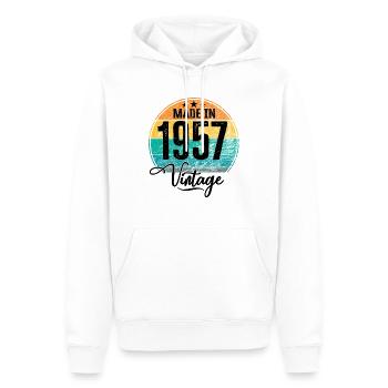 Millésime Fabriqué en 1957 Année de naissance 1957 Anniversaire - Sweat à capuche Premium bio Homme - blanc - Devant - Nico (187cm)