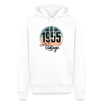 Millésime fabriqué en 1955 Année de naissance 1955 Anniversaire - Sweat à capuche Premium bio Homme - blanc - Devant - Nico (187cm)