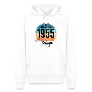 Millésime fabriqué en 1955 Année de naissance 1955 Anniversaire - Sweat à capuche Premium bio Homme - blanc - Devant - Nico (187cm)
