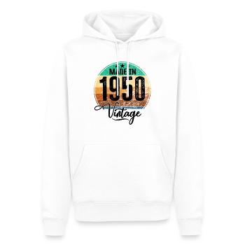 Millésime Fabriqué en 1950 Année de naissance 1950 Anniversaire - Sweat à capuche Premium bio Homme - blanc - Devant - Nico (187cm)