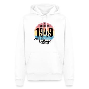 Millésime fabriqué en 1949 Année de naissance 1949 Anniversaire - Sweat à capuche Premium bio Homme - blanc - Devant - Nico (187cm)