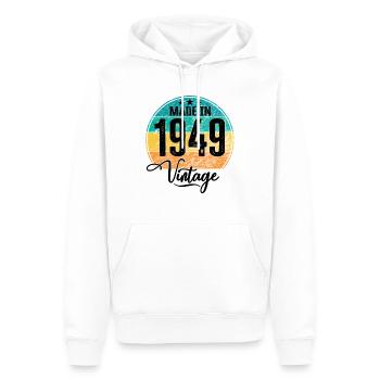 Millésime fabriqué en 1949 Année de naissance 1949 Anniversaire - Sweat à capuche Premium bio Homme - blanc - Devant - Nico (187cm)