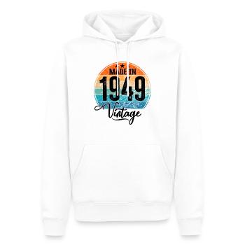 Millésime fabriqué en 1949 Année de naissance 1949 Anniversaire - Sweat à capuche Premium bio Homme - blanc - Devant - Nico (187cm)